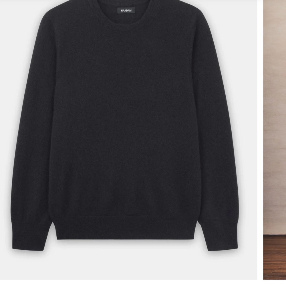 Cashmere Men’s Black Crewneck Sweater L Naadam Preppy Inspired Upscale Look NWT